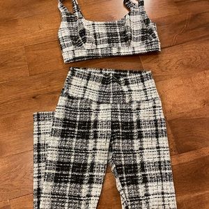 ONA black and white plaid matching set